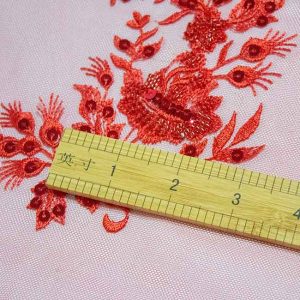 Red Flora Design Embroidery Fabric – Red Floral Textile Wholesale | Yunfan Textile