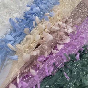 Beading Fabric with Feather and Sequins – Luxury Textile Wholesale | Yunfan Textile