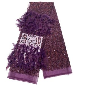 Feather Velvet Embroidery Sequin Fabric – Luxury Textile Wholesale | Yunfan Textile