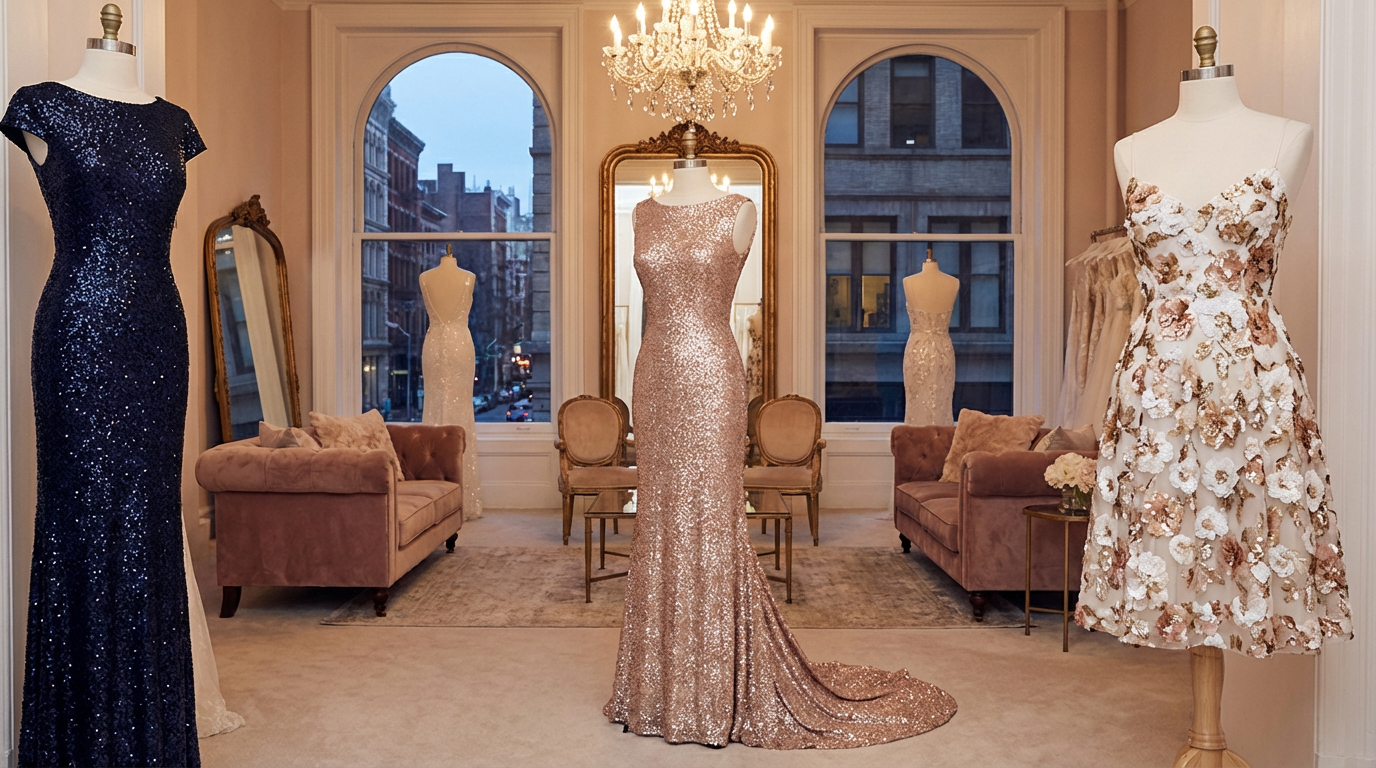 Bridal Sequin Fabric for Evening Gowns