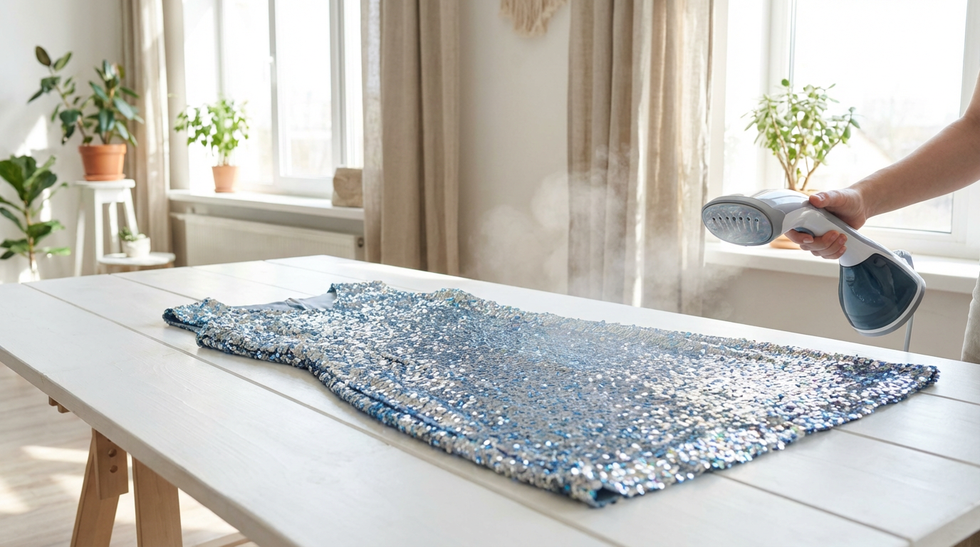 Drying and Steaming Sequin Fabric