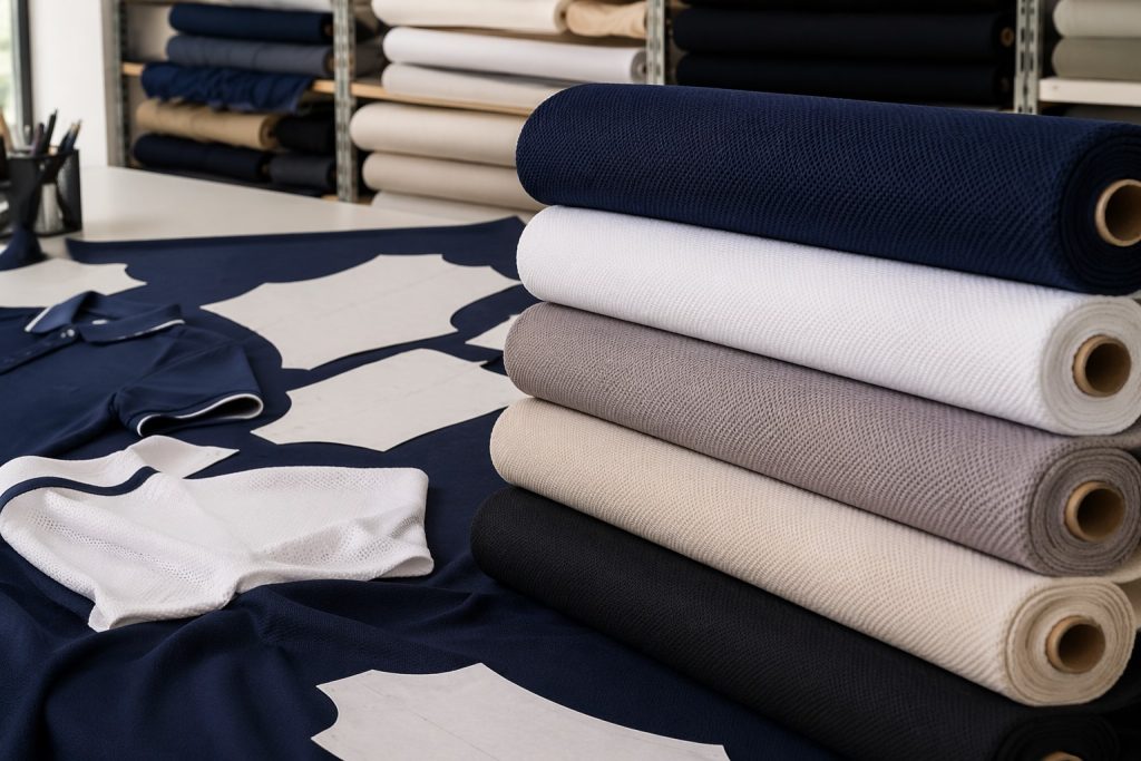 Textured polyester pique fabric rolls for uniform and sportswear wholesale