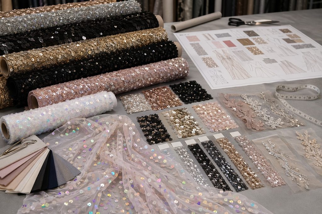 High-performance sequin fabric rolls and swatches for B2B wholesale sourcing