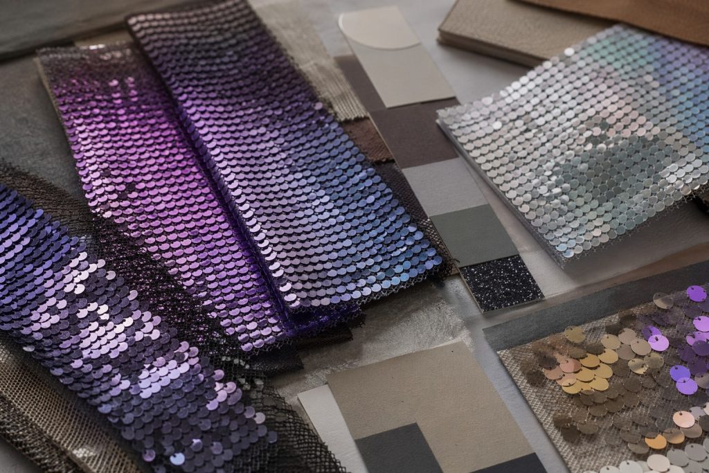 Smart reflective sequin fabric swatches for future fashion sourcing
