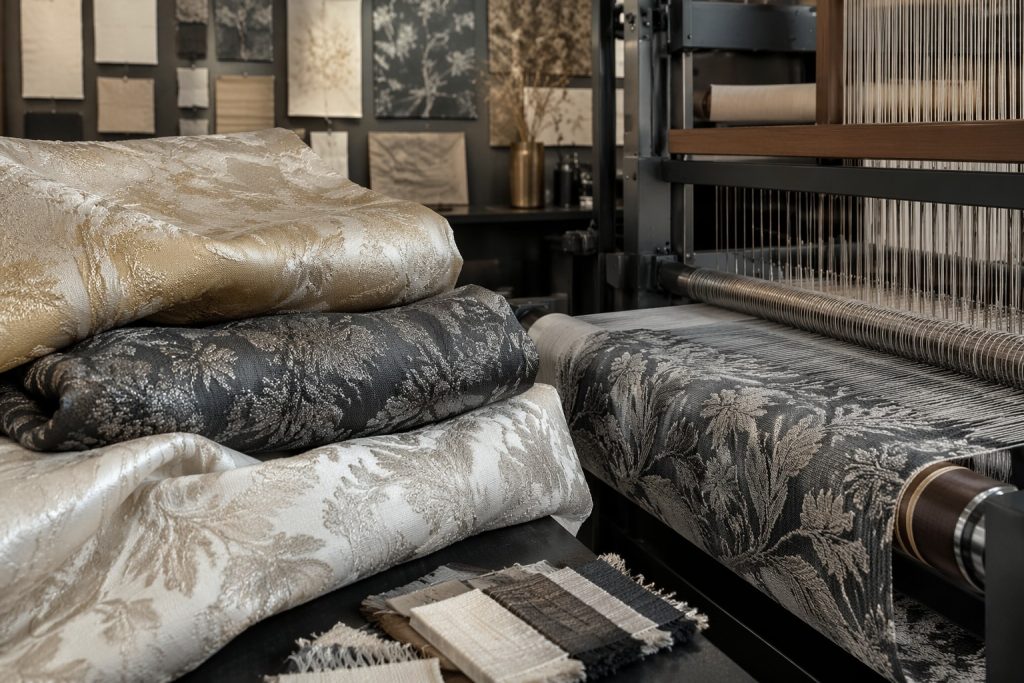 Bespoke jacquard fabric swatches and loom for boutique sourcing