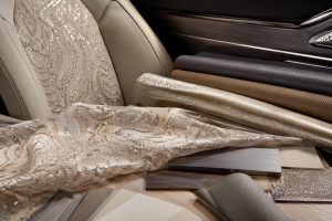 Luxury embroidery fabric used in automotive and yacht interior material sourcing