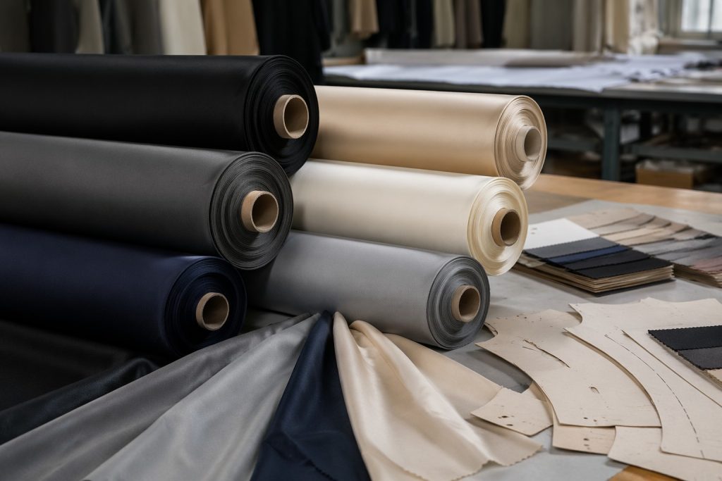 Smooth polyester lining fabric rolls for apparel production sourcing
