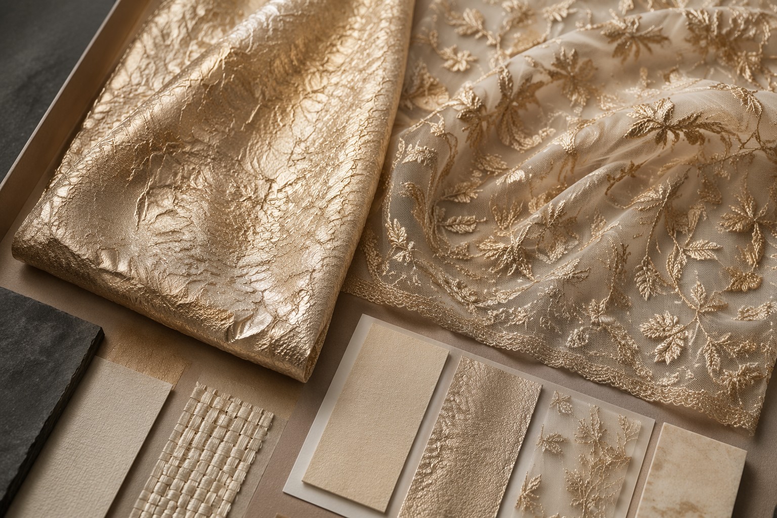 Embossed foil fabric compared with metallic embroidery for B2B material sourcing