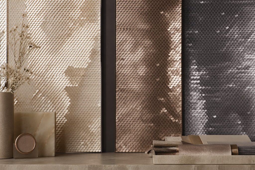 Moveable reversible sequin surface for commercial interior design sourcing