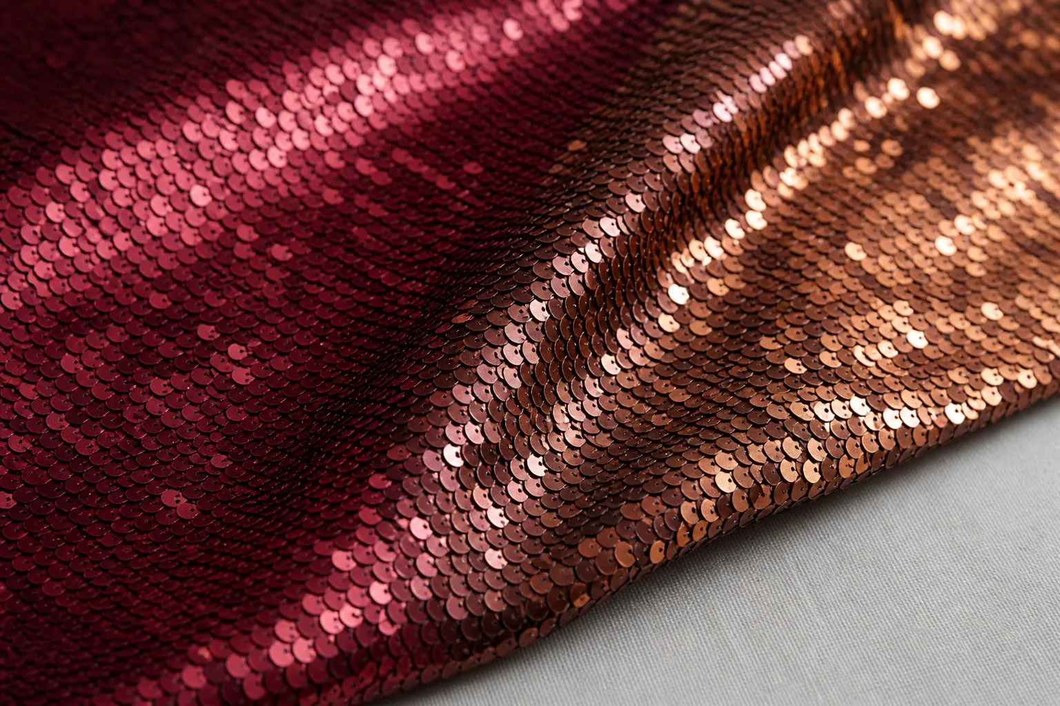 Color-reactive sequin fabric for performance and event design sourcing