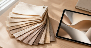 Sequin fabric swatches organized for an efficient digital fabric library and asset management workflow