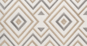 Clean modern geometric embroidery fabric with crisp high-density satin-stitch diamond and chevron patterns