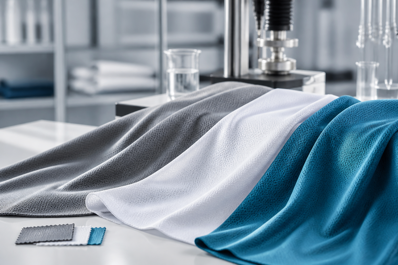 Moisture-wicking polyester performance fabric samples - quick-dry fabric testing