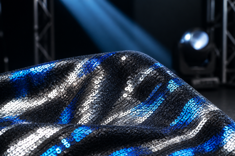 Sound-Activated Sequin Fabric - Music-Responsive Light Show for Performance Wear & Stage Design