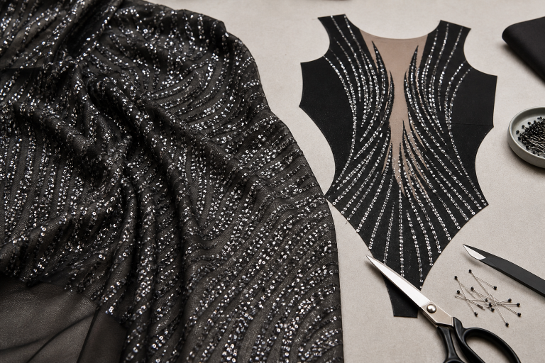 Glitter Mesh Sequin Fabric - Stretchable & Sheer for Dancewear & Costume Design